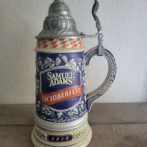 Samuel Adams Oktoberfest Ceramic Beer Stein - Blue and Silver